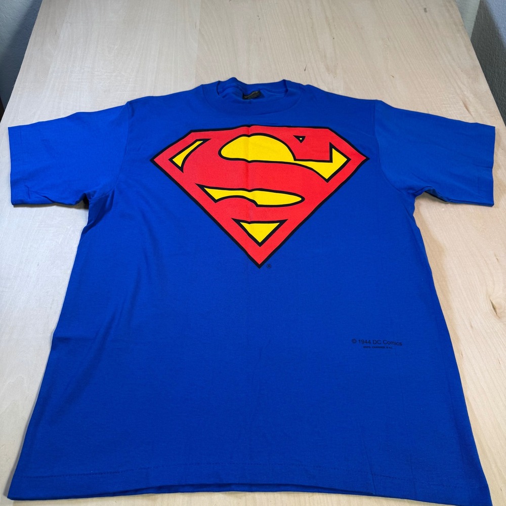 Vintage 1944 DC Comics‎ Superman T-Shirt Blue Mens XL Single Stitch Changes Tag